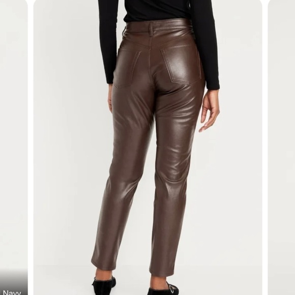 OLD NAVY NWOT Black High-Waisted OG Straight Leg Faux Leather Ankle Pants - Picture 4 of 10